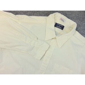 Gitman Bros dress Shirt Mens 17x37 Button Down Cream Solid Long Sleeve Oxford